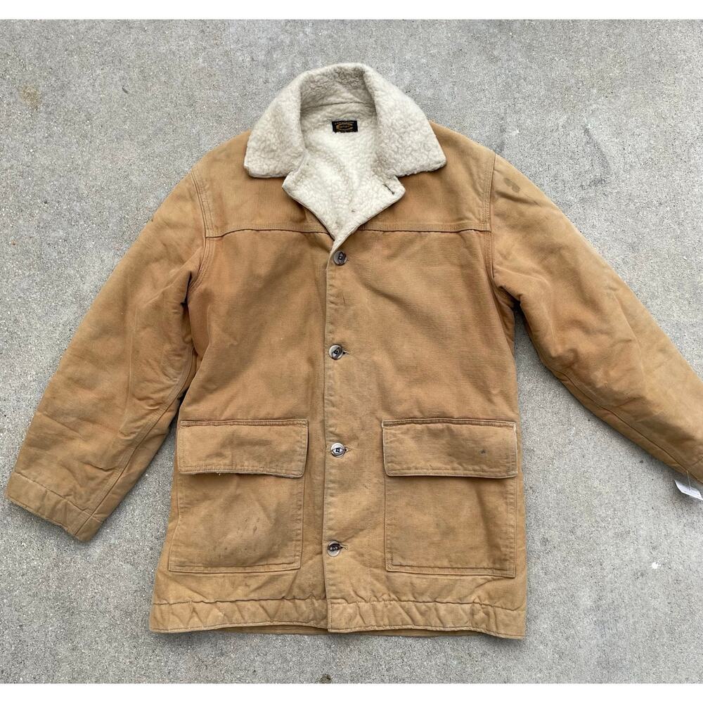RARE Carhartt Vintage 1960s Snagproof Sherpa Duck Canvas Chore Coat Mens M